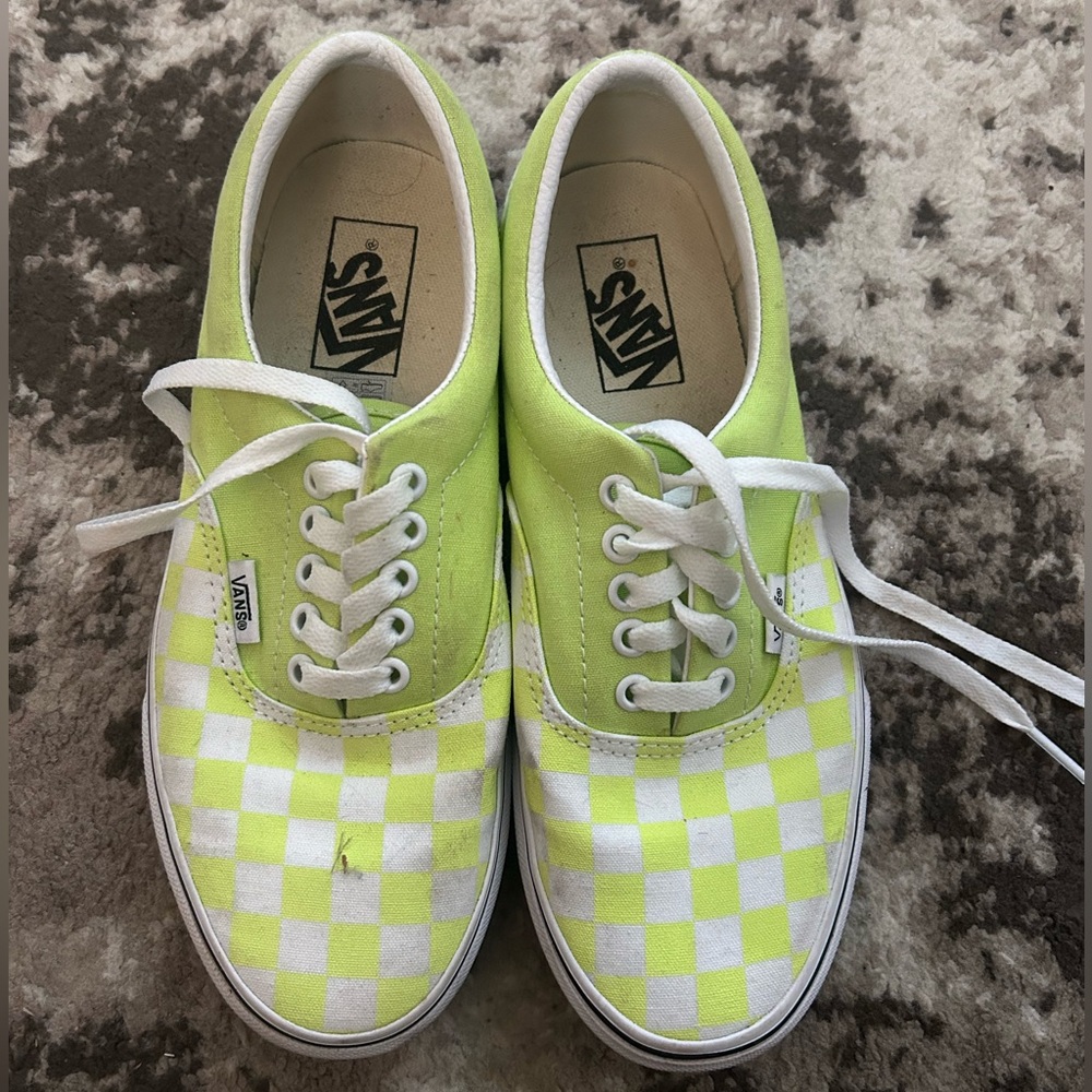 Off the Wall Lime Green Vans checkered with laces